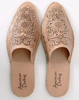 American Darling Floral Hand Curved Genuine Western Leather Flip Flop Sliper Loafer