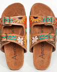 American Darling ADFTE107 Hand tooled carved genuine leather sandal footwear flip flop