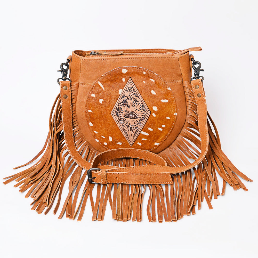 American Darling Messenger Hand Tooled Hair-On Genuine Leather women bag western handbag purse