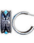 Nova Stud Hoop Fashion Earring - Silver/Turquoise