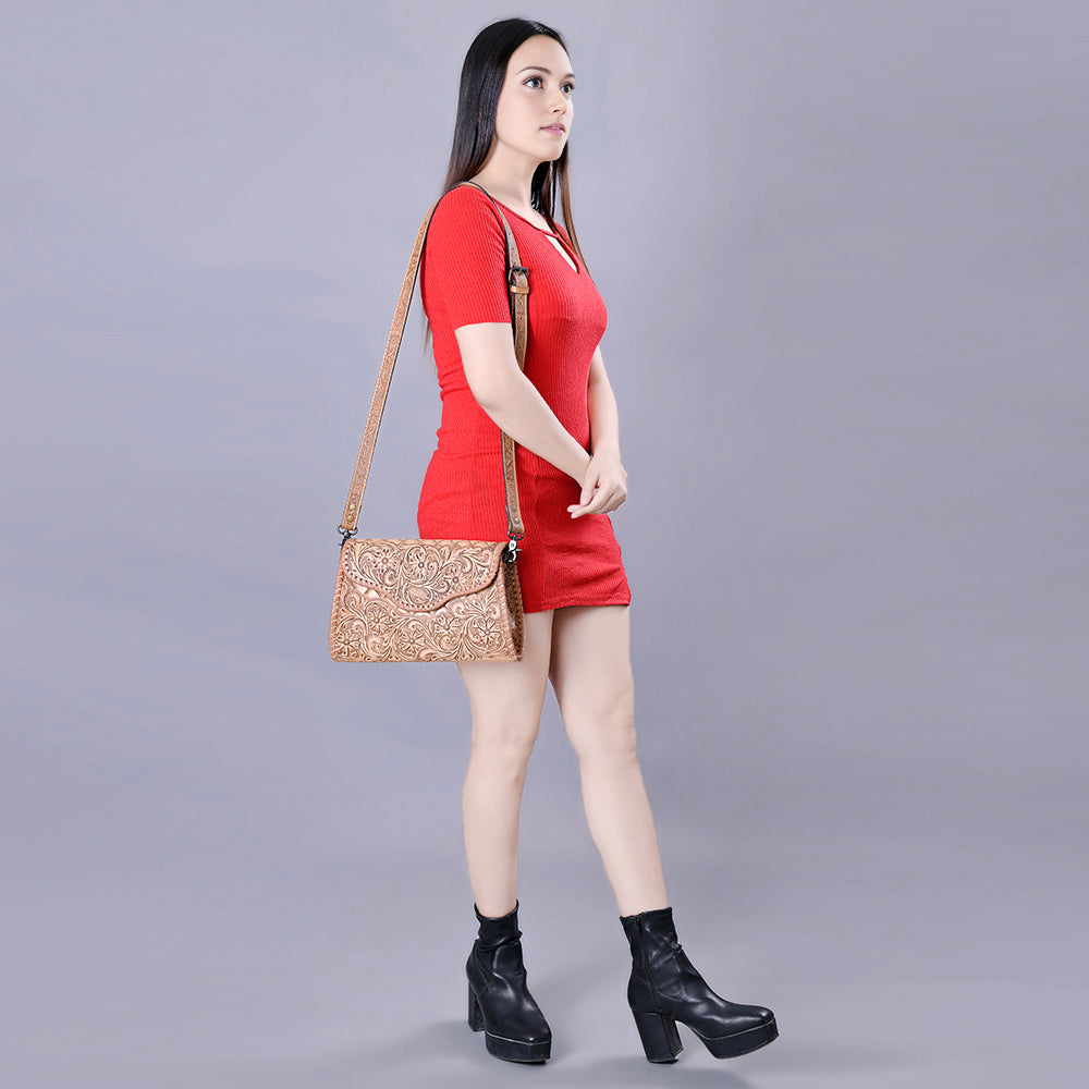 American Darling ADBG1137A Clutch Hand Tooled Genuine Leather women bag western handbag purse
