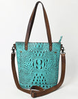 American Darling Tote Crocodile Embossed Genuine Leather Women Bag Western Handbag Purse
