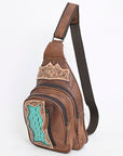 ADBG1151 American Darling Sling Hand Tooled Crocodile embossed Genuine Leather women bag western handbag purse