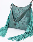 American Darling ADBG1175 Hobo Hobo Crocodile Embossed Genuine Leather Women Bag Western Handbag Purse