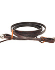Hilason Western Horse American Leather Latigo Ends Roper Reins  Dark Brown