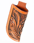 Hilason Folding Knife Sheath Floral Hand Tooled Genuine Leather Brown