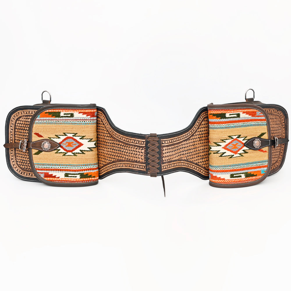 Hilason Floral  Western Horse Leather Saddle Bag Heavyduty Traditional Trail Ride