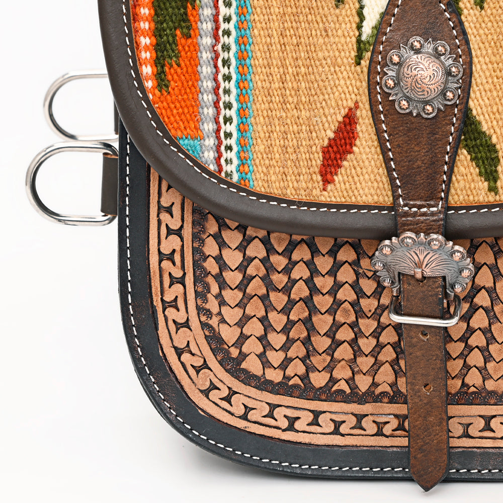 Hilason Floral  Western Horse Leather Saddle Bag Heavyduty Traditional Trail Ride