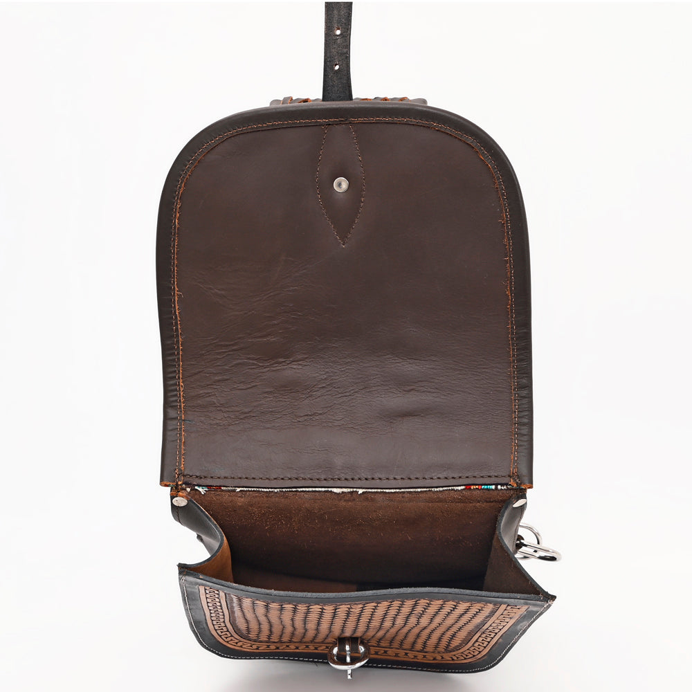 Hilason Floral  Western Horse Leather Saddle Bag Heavyduty Traditional Trail Ride