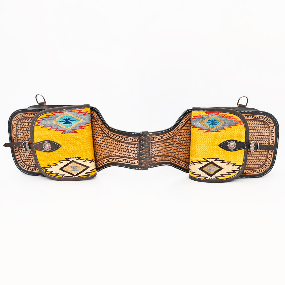 Hilason Floral  Western Horse Leather Saddle Bag Heavyduty Traditional Trail Ride