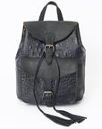 American Darling Backpack Crocodile Embossed Genuine Leather Women Bag Western Handbag Purse