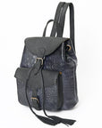American Darling Backpack Crocodile Embossed Genuine Leather Women Bag Western Handbag Purse