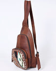 American Darling ADBG1182A Sling Hand Tooled Saddle Blanket Genuine Leather Women Bag Western Handbag Purse