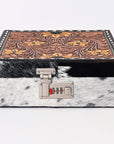 American Darling Jewelry Case Hand Tooled Hair-On Genuine Leather Women Bag Western Handbag Purse