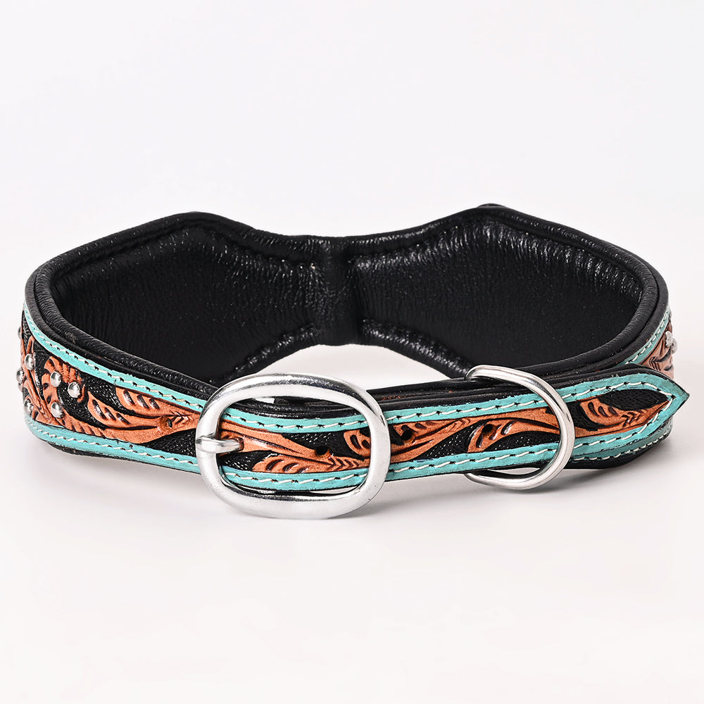 HILASON Western Genuine Leather Heavy Duty Dog Collar Floral Tooled