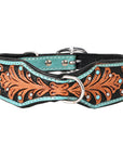 HILASON Western Genuine Leather Heavy Duty Dog Collar Floral Tooled
