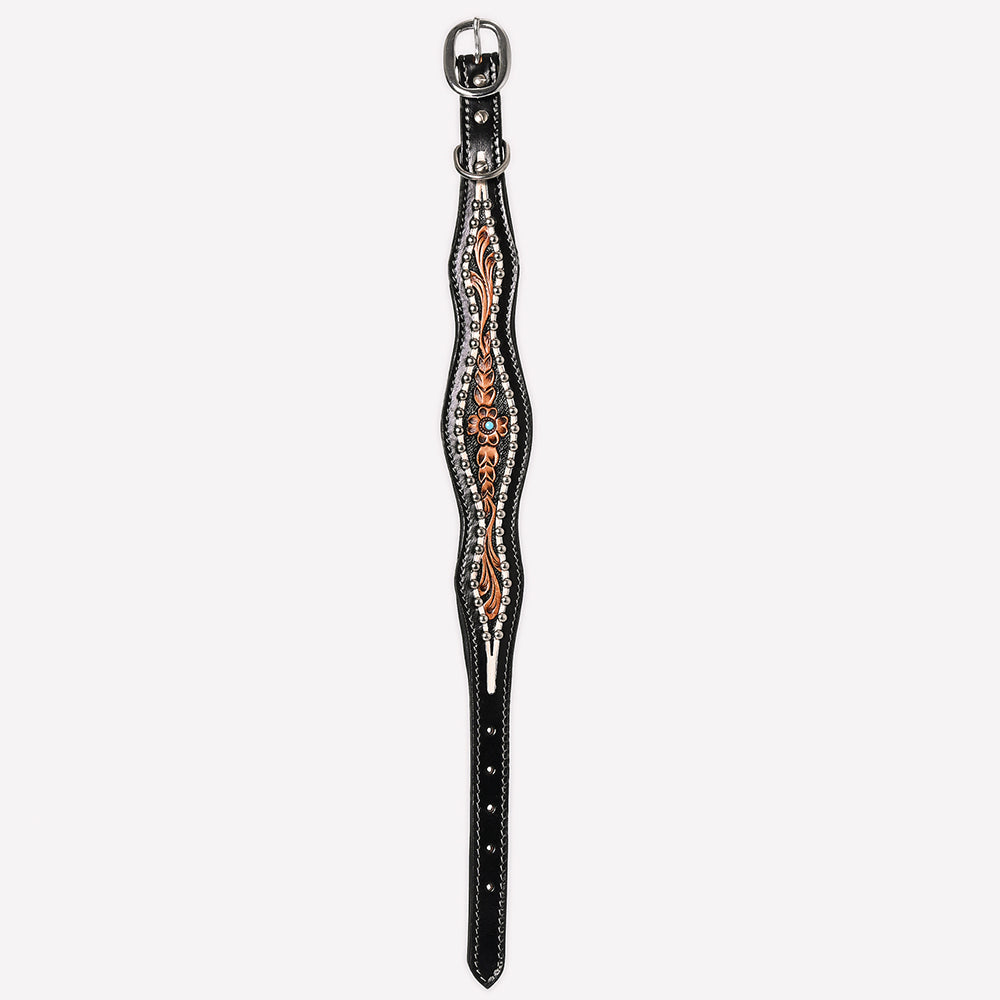 HIlason Genuine Leather Dog Collar Hand Tooled