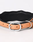 HIlason Genuine Leather Dog Collar Hand Tooled