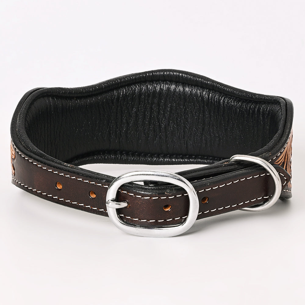 HILASON Western Genuine Leather Heavy Duty Dog Collar Floral Tooled