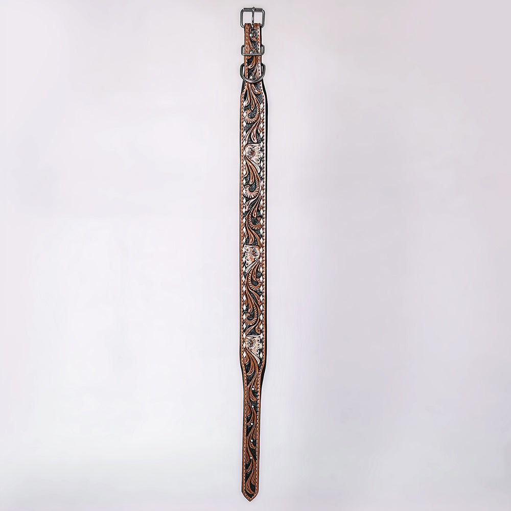 HILASON Western Genuine Leather Heavy Duty Dog Collar Floral Tooled