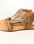 American Darling ADFT141A Hand tooled carved genuine leather sandal footwear flip flop