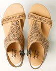 American Darling ADFT141A Hand tooled carved genuine leather sandal footwear flip flop