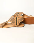 American Darling ADFT141A Hand tooled carved genuine leather sandal footwear flip flop