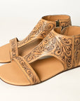 American Darling ADFT141A Hand tooled carved genuine leather sandal footwear flip flop