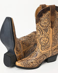 American Darling Floral Hand Curved Genuine Western Leather Long Boot