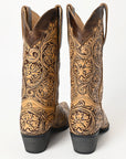 American Darling Floral Hand Curved Genuine Western Leather Long Boot