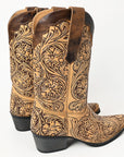 American Darling Floral Hand Curved Genuine Western Leather Long Boot