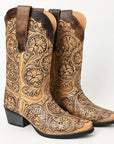 American Darling Floral Hand Curved Genuine Western Leather Long Boot