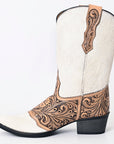 American Darling Floral Hand Curved Hair On Genuine Western Leather Long Boot