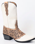 American Darling Floral Hand Curved Hair On Genuine Western Leather Long Boot