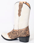 American Darling Floral Hand Curved Hair On Genuine Western Leather Long Boot