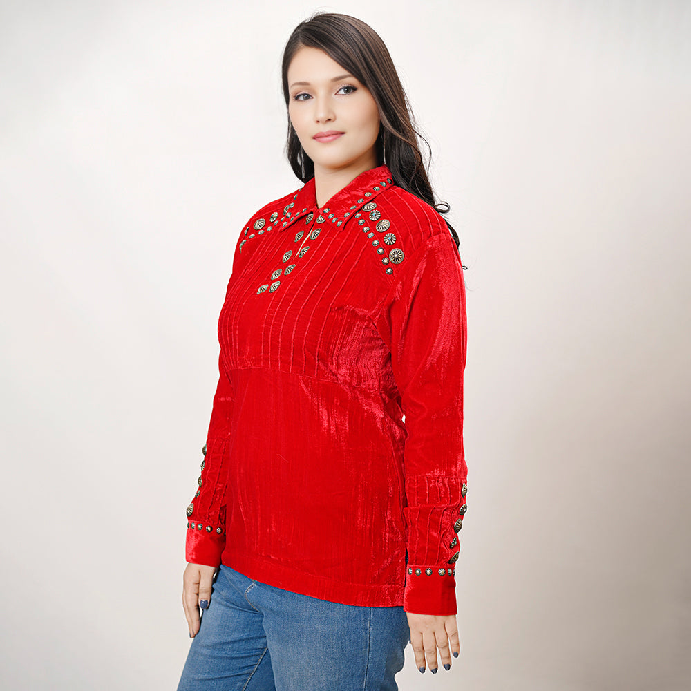 American Darling Velvet Women shirt dress Tunic Ladies girl Top