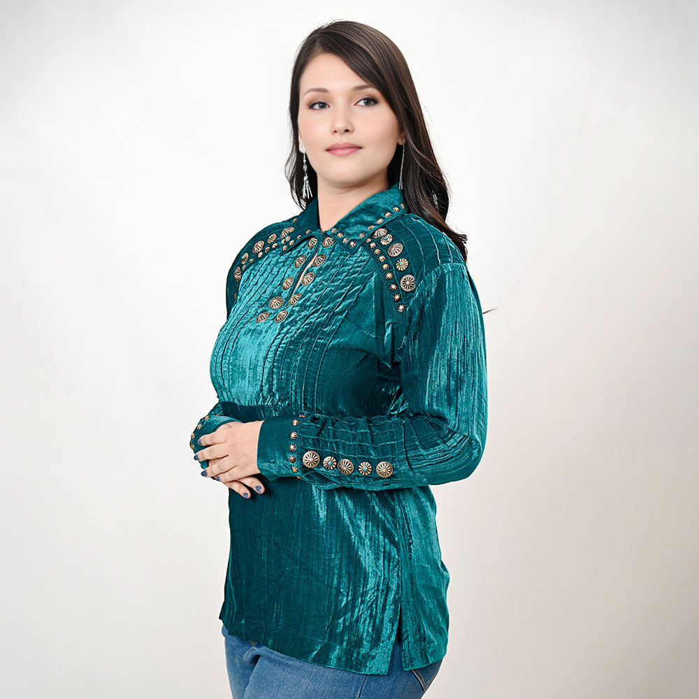 American Darling Velvet Women shirt dress Tunic Ladies girl Top