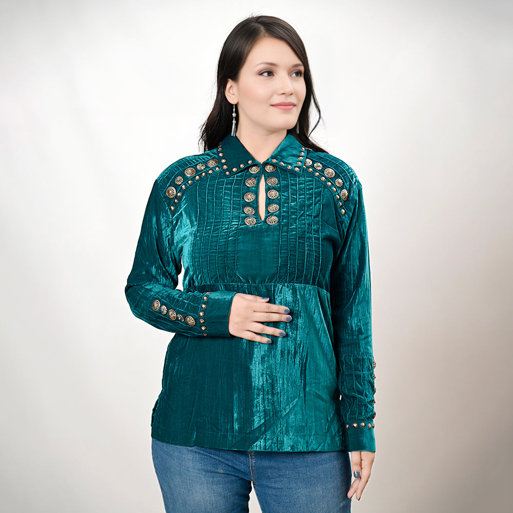American Darling Velvet Women shirt dress Tunic Ladies girl Top