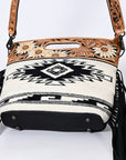 American Darling Clutch Hand Tooled Saddle Blanket Fabric Genuine Leather Western Women Bag Handbag Purse | Purses for Cute