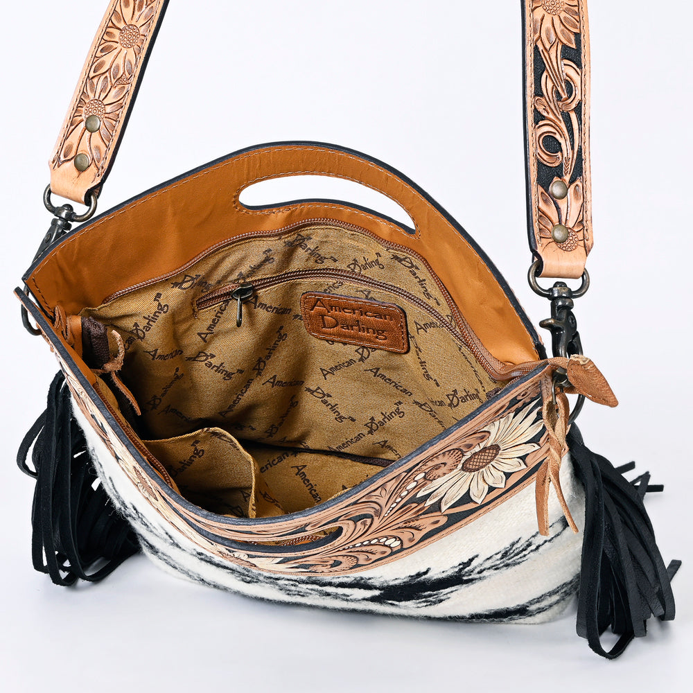American Darling Clutch Hand Tooled Saddle Blanket Fabric Genuine Leather Western Women Bag Handbag Purse | Purses for Cute