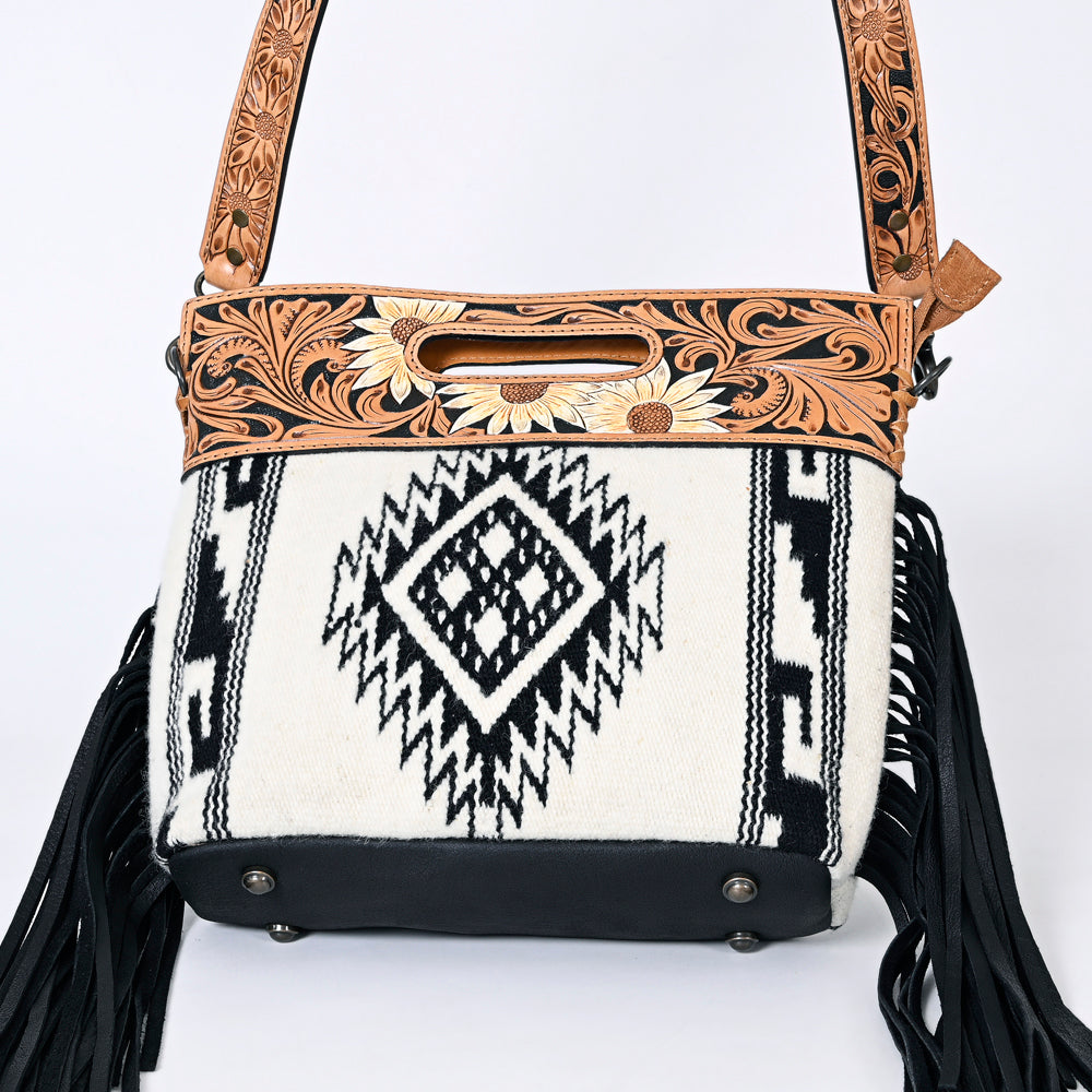 American Darling Clutch Hand Tooled Saddle Blanket Fabric Genuine Leather Western Women Bag Handbag Purse | Purses for Cute