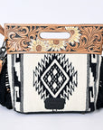 American Darling Clutch Hand Tooled Saddle Blanket Fabric Genuine Leather Western Women Bag Handbag Purse | Purses for Cute