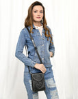 American Darling Cell Phone Holder Hand Tooled Genuine Leather Women Bag Western Handbag