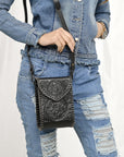 American Darling Cell Phone Holder Hand Tooled Genuine Leather Women Bag Western Handbag