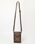 American Darling Cell Phone Holder Hand Tooled Genuine Leather Women Bag Western Handbag