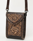 American Darling Cell Phone Holder Hand Tooled Genuine Leather Women Bag Western Handbag