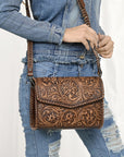 American Darling Hand Tooled Genuine Leather Women Bag Western Handbag Purse