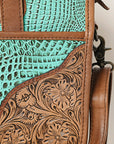 American Darling ADBG1183 Hand Tooled Crocodile Embossed Genuine Leather Women Bag Western Handbag Purse