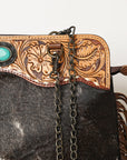 American Darling ADBG1187 Hand Tooled Hair-On Genuine Leather Women Bag Western Handbag Purse