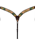 HILASON Western Horse Headstall & Breast Collar Tack Set American Leather Sunflower Carving Brown